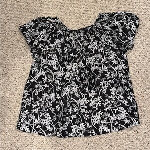 Loft Floral Black and White Women's Top - size Medium